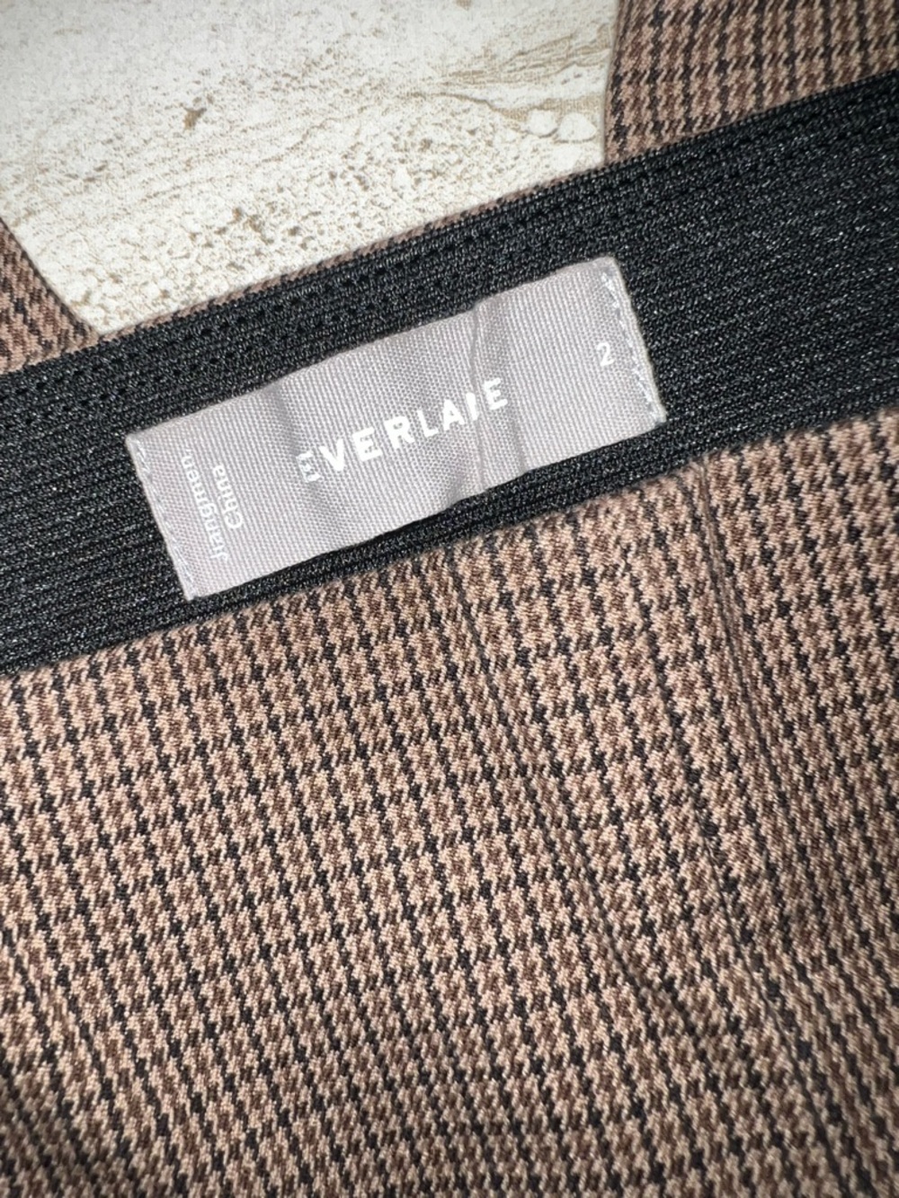 Everlane Brown and Black Houndstooth Pencil Skirt